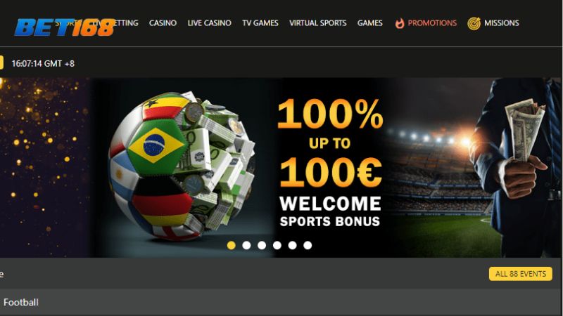 Bet168 có tỷ lệ cá cược hấp dẫn